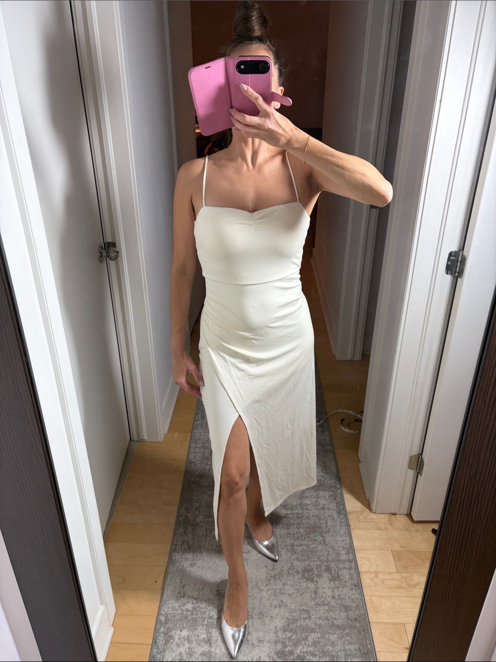 Wilfred Cream Midi Slip Dress with Front Thigh Slit